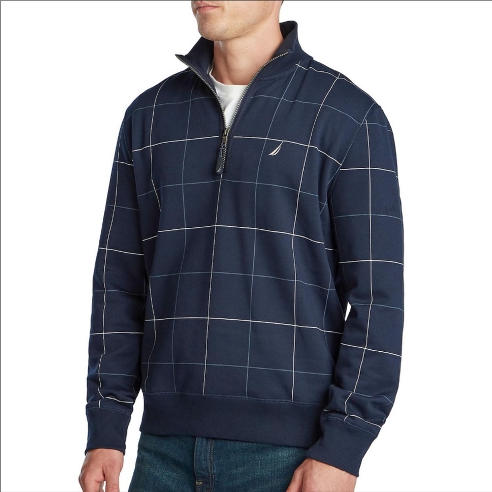 Mens Nautica Quarter Zip Fleece Sweater Long Sleev - Picture 3 of 3